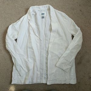 NWT White Linen Blazer Casual Jacket Top Sweater